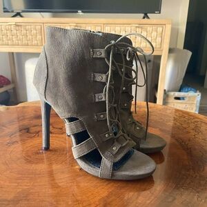Size 5 1/2 Olive Green Lace Up Heels